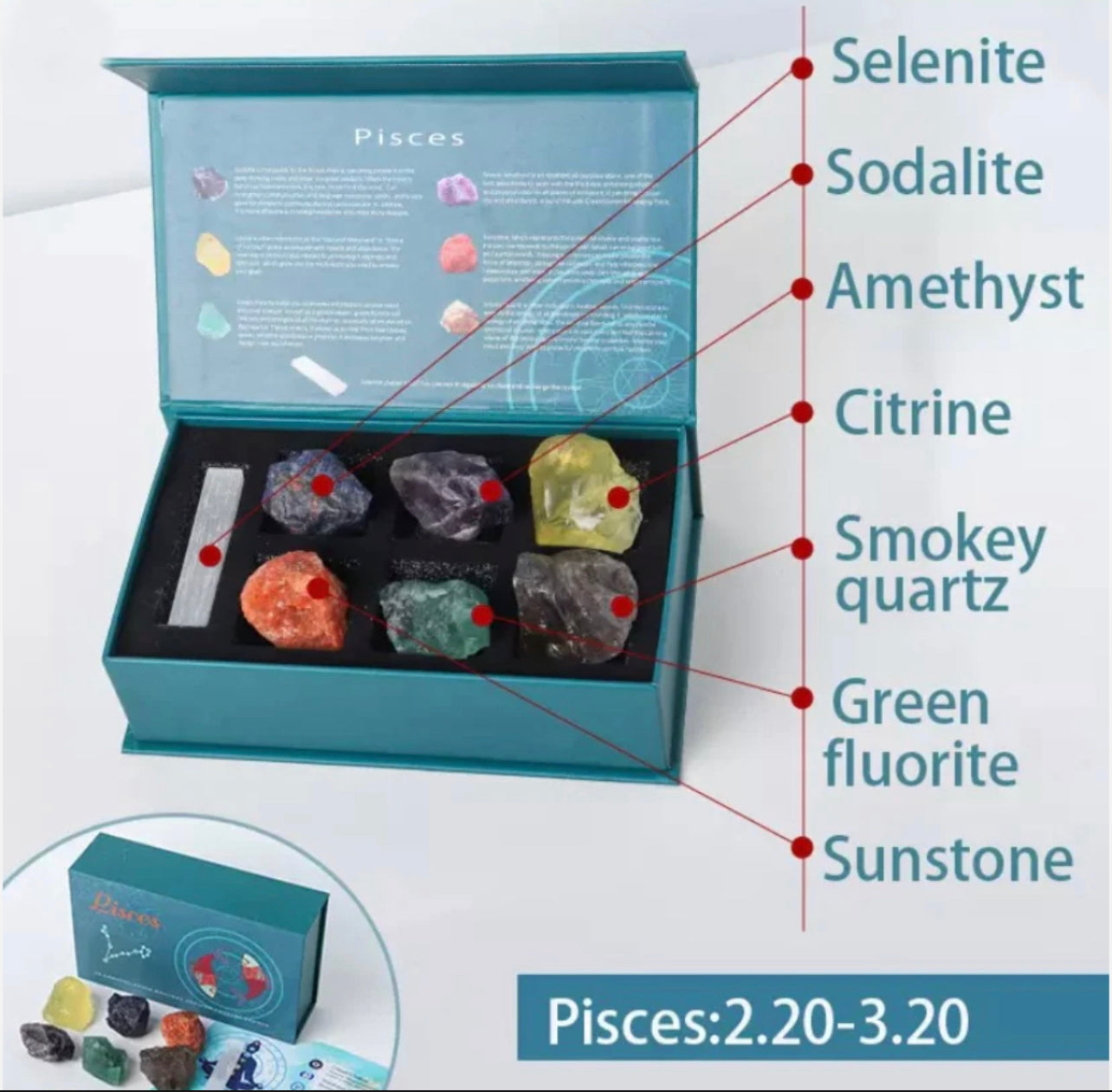Zodiac Natural Crystal Box Set- Pisces