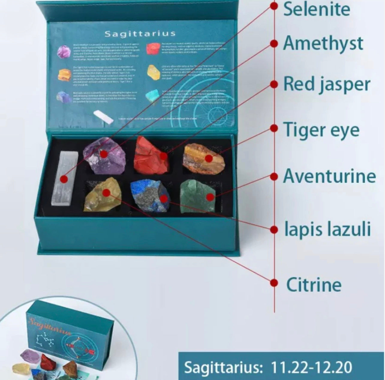 Zodiac Natural Crystal Box Set- Sagittaruis