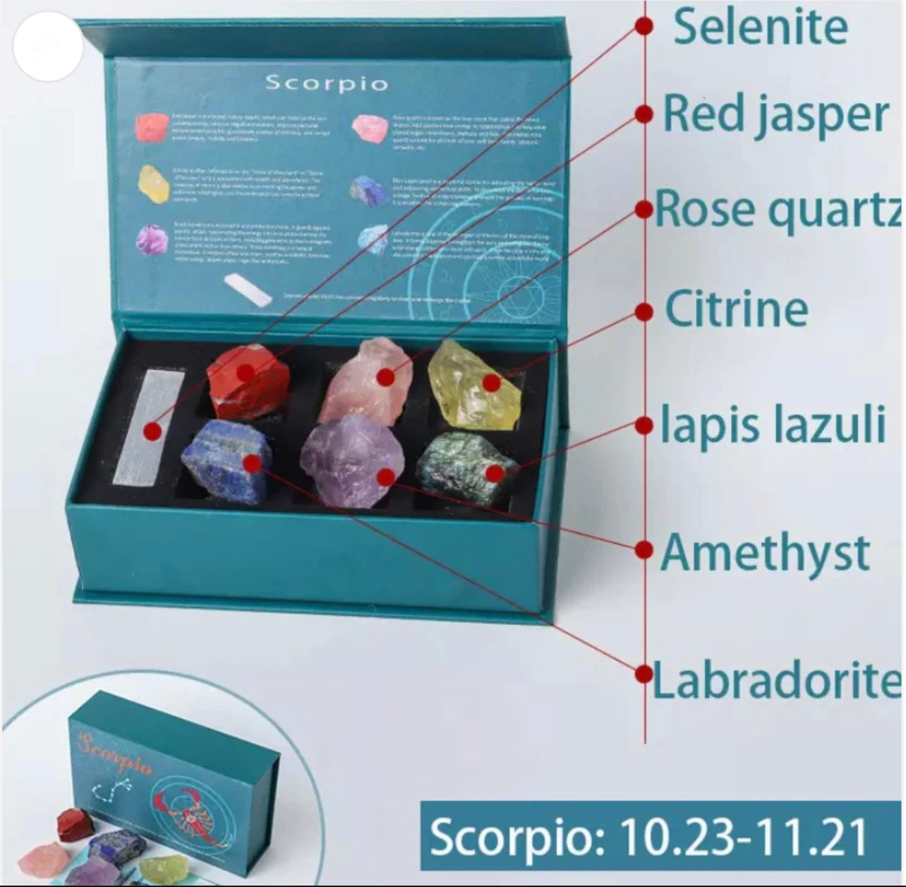 Zodiac Natural Crystal Box Set- Scorpio